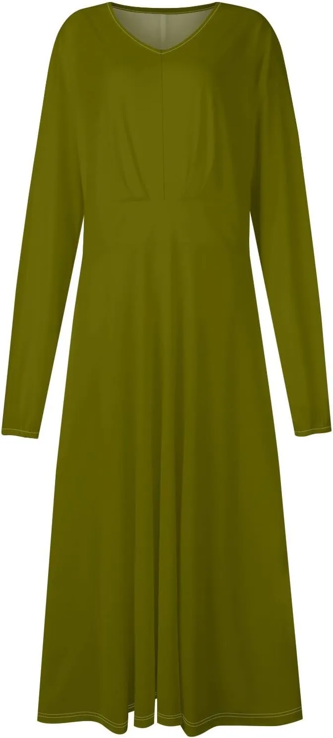 Womens Fall/Winter Dresses Long Sleeve V Neck Dresses Elegant Dresses Trendy Printed Dresses Dresses for Women