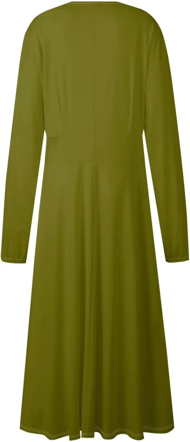 Womens Fall/Winter Dresses Long Sleeve V Neck Dresses Elegant Dresses Trendy Printed Dresses Dresses for Women