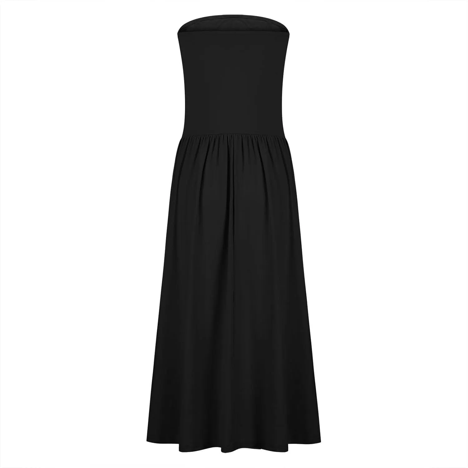 Women's Fashion 2025 Summer Elegant Strapless Tube Dress Sexy Off Shoulder Pleated Flowy Swing Mini Long Dresses