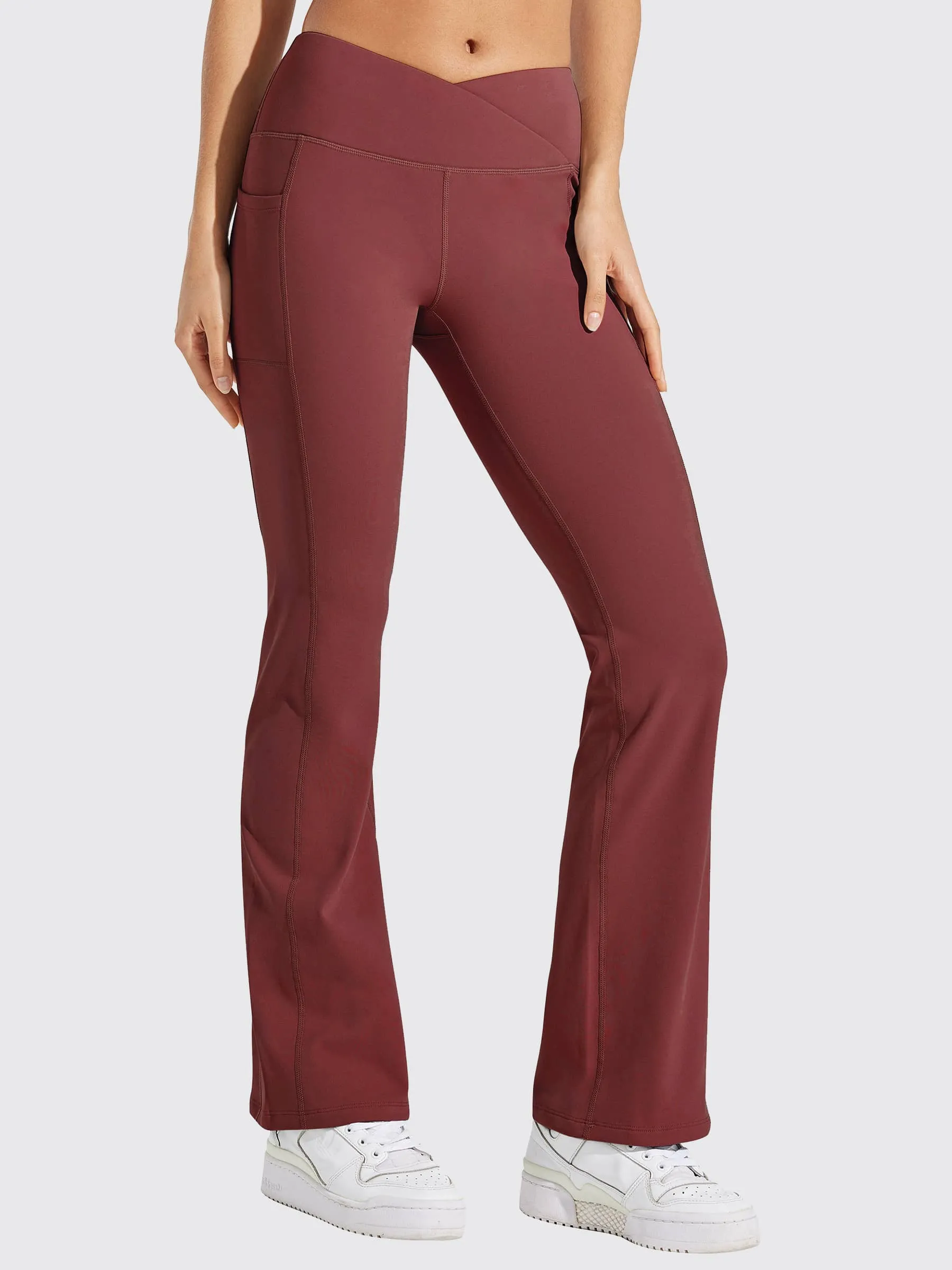 Women's Fleece Lined Crossover Flared Leggings
