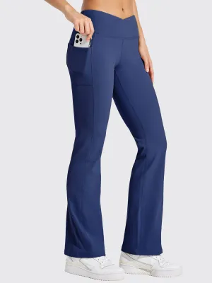 Women's Fleece Lined Crossover Flared Leggings