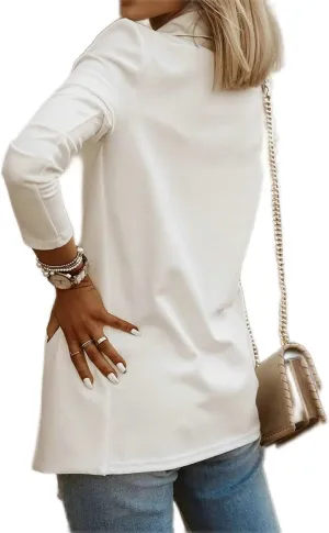 Women's Long Blazer Solid Open Front Cardigan Formal Suit Sleeve Blouse Coat Blazers for Work Casual
