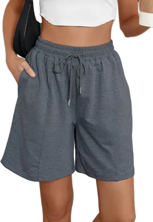 Women's Long Sweat Shorts with Pockets Bermuda Shorts Casual Summer Shorts Loose Lounge Shorts