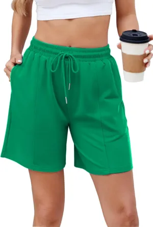 Women's Long Sweat Shorts with Pockets Bermuda Shorts Casual Summer Shorts Loose Lounge Shorts