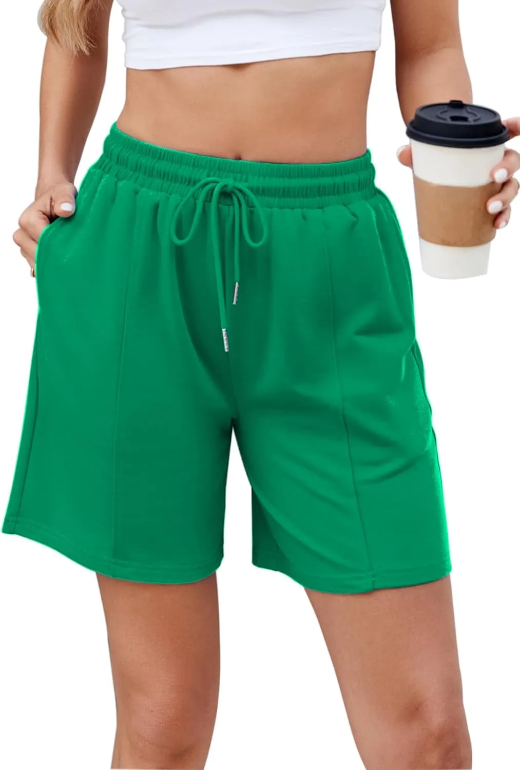 Women's Long Sweat Shorts with Pockets Bermuda Shorts Casual Summer Shorts Loose Lounge Shorts