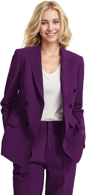 Women's Suiting Pant Suits for Women Business Professional Outfits Double Breasted Womens Prom Suit 2 Piece Set