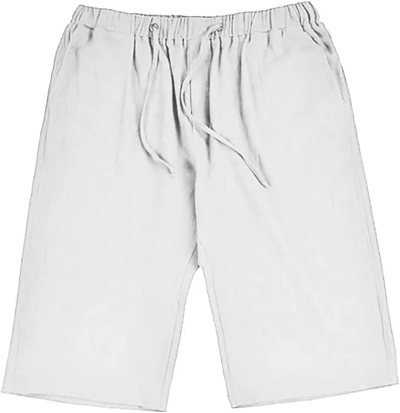 Womens Summer Casual Shorts Elastic Drawstring Waist Straight-Legs Shorts Cotton Linen 5 Inch Casual Shorts Sweat Shorts