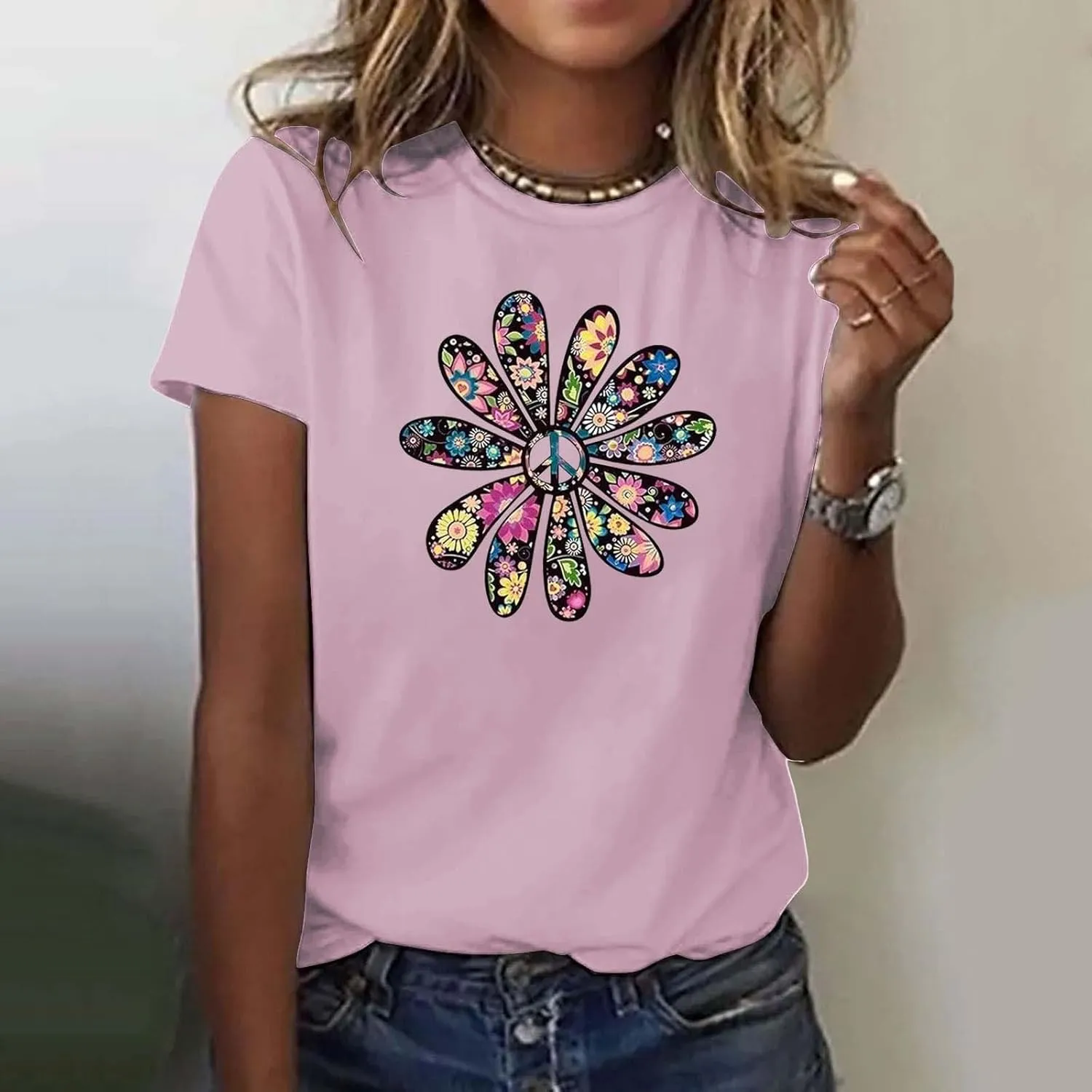 Womens Summer Short Sleeve T Shirt Soft Plus Size Cotton Graphic Crewneck Tees Casual Summer Basic Tunic Top Trendy 2025