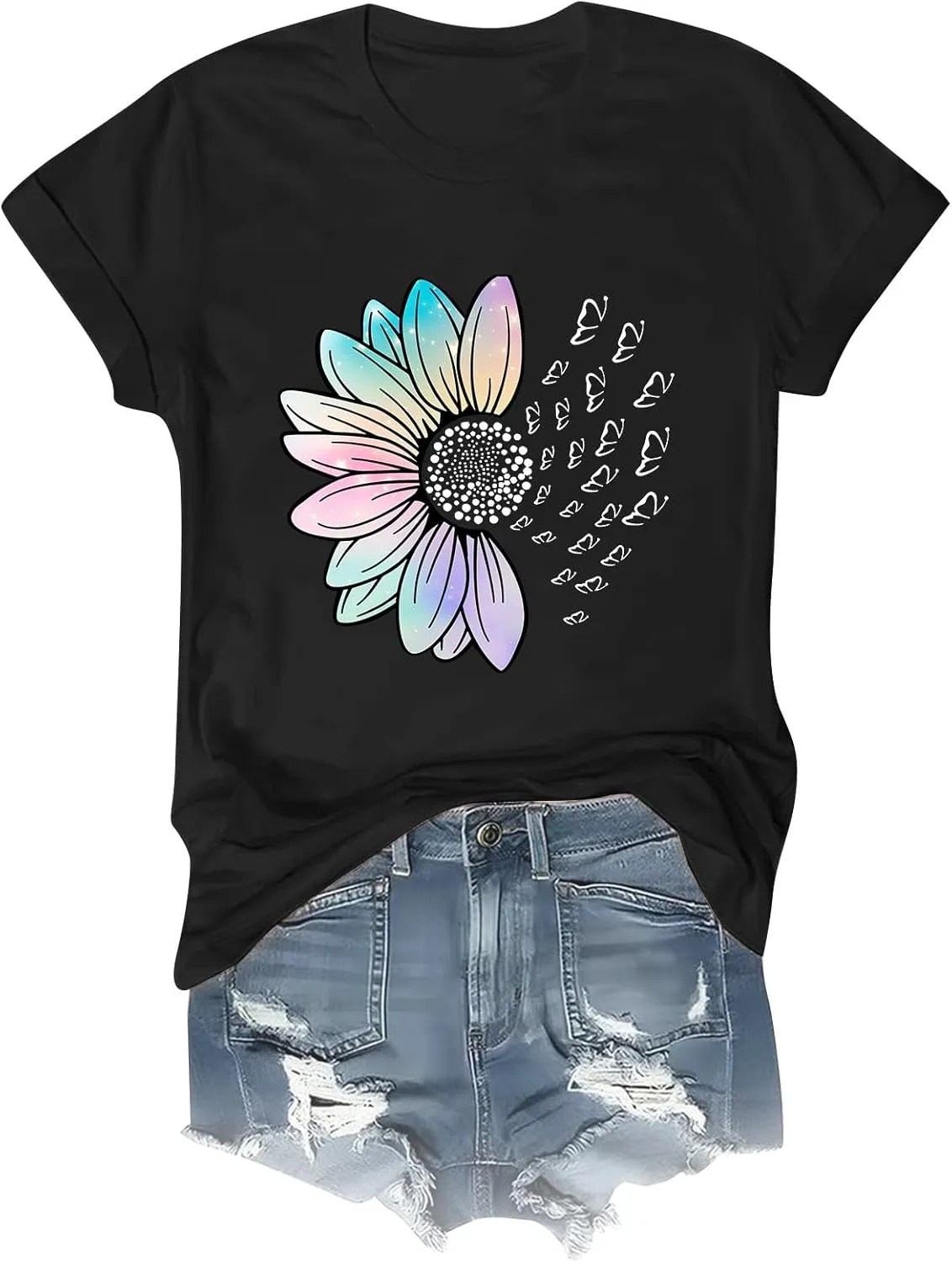 Womens Summer Short Sleeve T Shirt Soft Plus Size Cotton Graphic Crewneck Tees Casual Summer Basic Tunic Top Trendy 2025