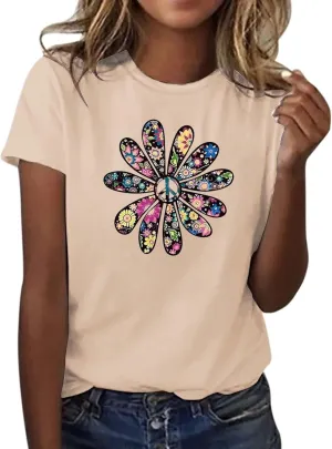 Womens Summer Short Sleeve T Shirt Soft Plus Size Cotton Graphic Crewneck Tees Casual Summer Basic Tunic Top Trendy 2025