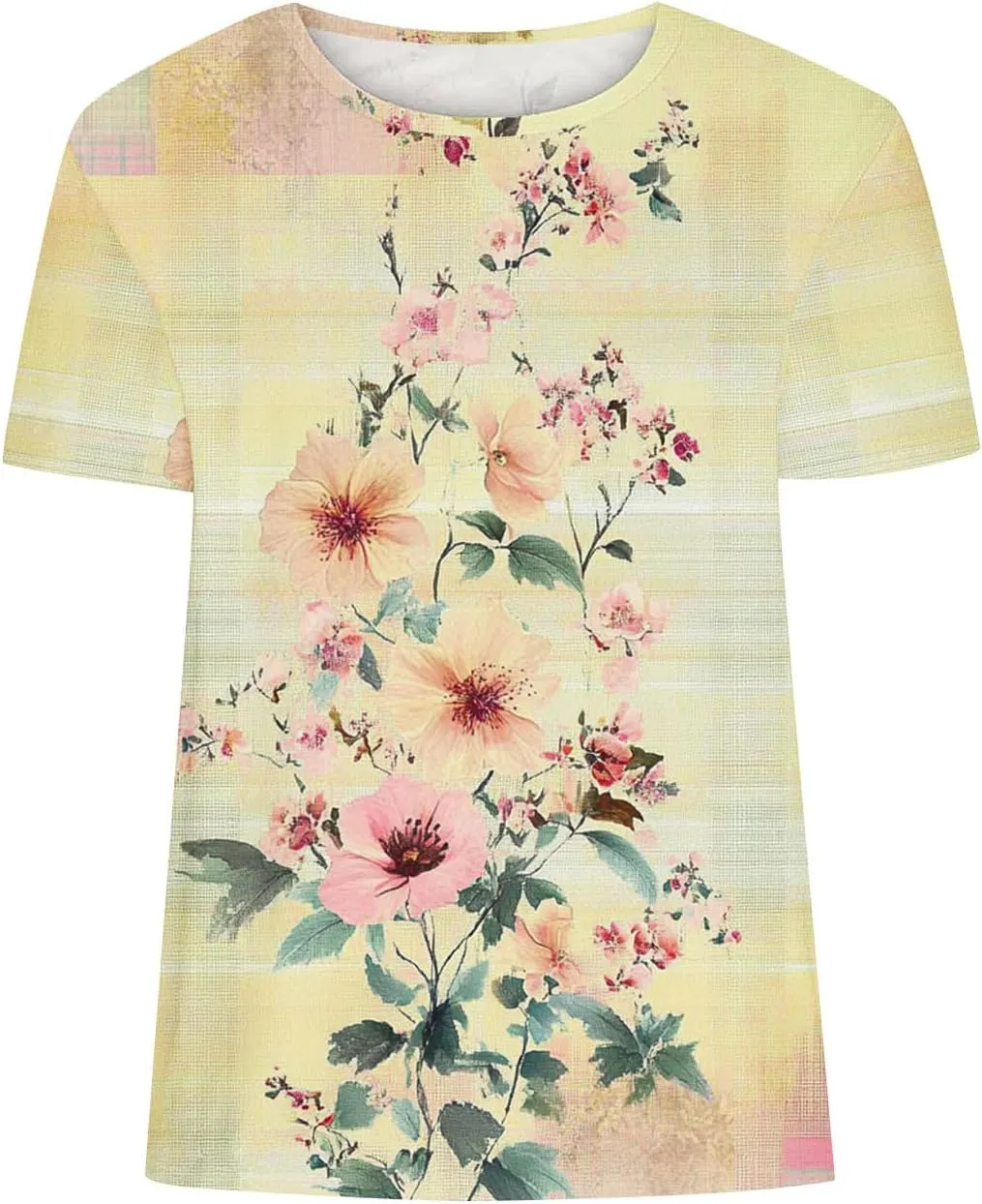 Women's Vintage Floral Tee Shirts 2025 Summer Tops Crewneck Short Sleeve T Shirts Dressy Casual Tunics Cute Blouses