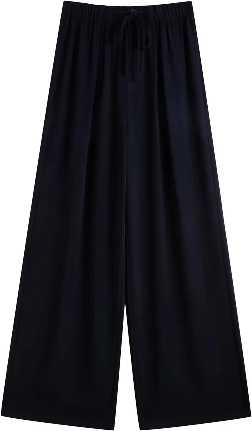 Women's Wide Leg Pants Elastic Waist Beach Casual Office Summer Vacation Y2k Trousers
