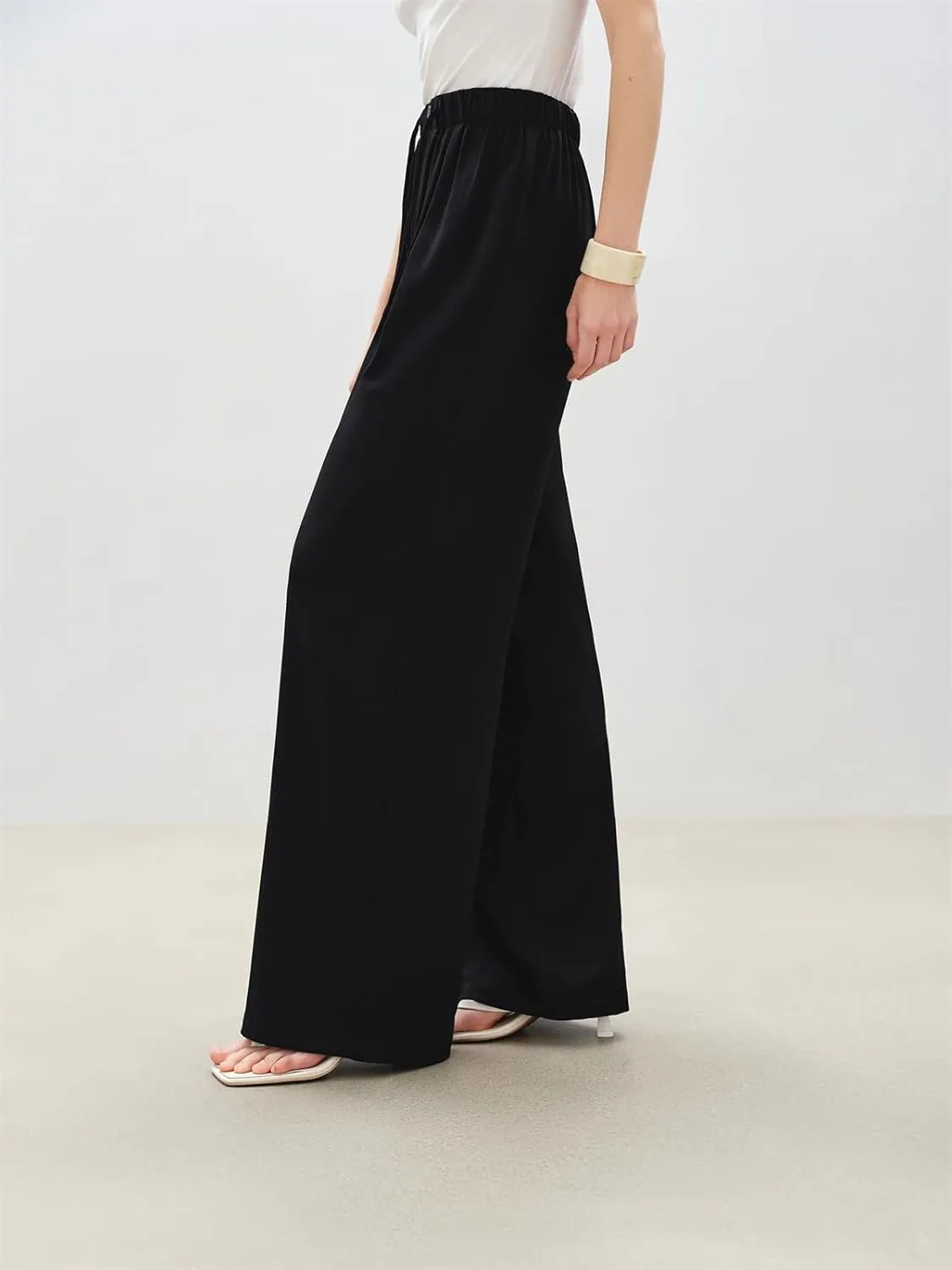 Women's Wide Leg Pants Elastic Waist Beach Casual Office Summer Vacation Y2k Trousers