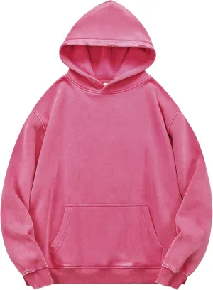 YND Mens Oversized Acid Wash Hoodie, Heavyweight Vintage Pullover for Winter, Fleece Cotton Sweatshirt, Unisex Streetwear